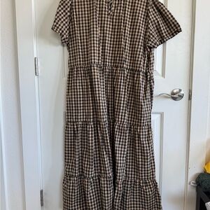 Tradlands Checkered Maxi Dress in Black and Brown